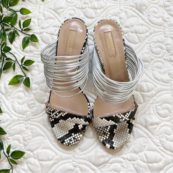 Aquazurra Rendez Vous 50 Python Heeled Sandals Sz 37 - Picture 4 of 6